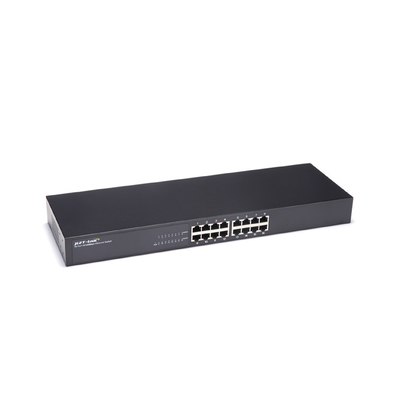 32Gbps Gigabit 16 cổng Switch không được quản lý Vỏ sắt 17 inch tích hợp trong bộ nguồn